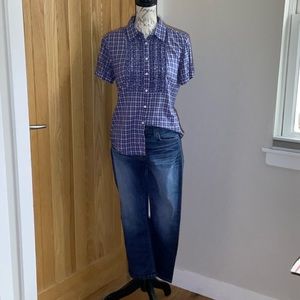 J Brand GiGi Cropped Flare Jeans 27 & J Crew Plaid Button Up Shirt 6 Bundle!